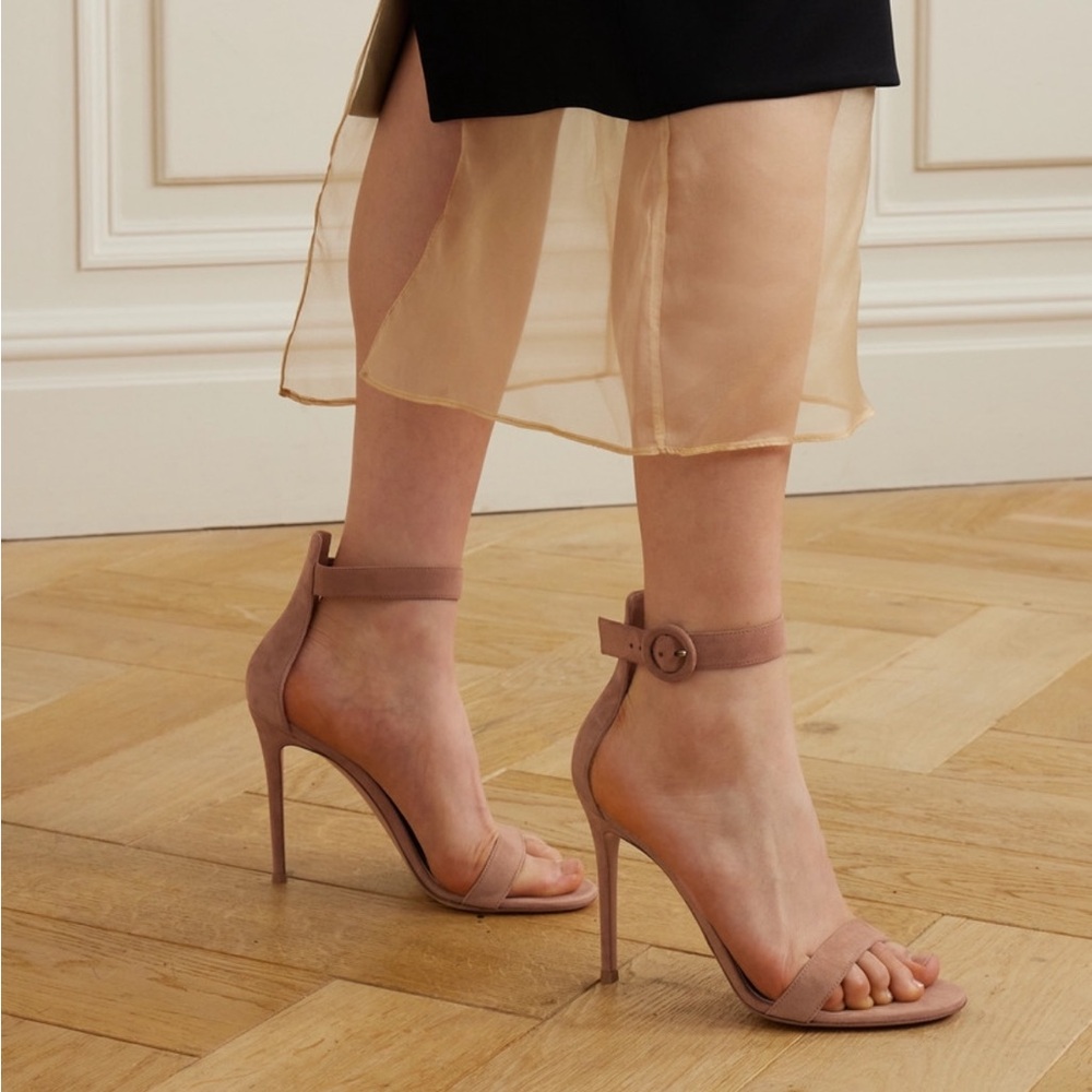 Gianvito Rossi nude portofino suede strappy sandals